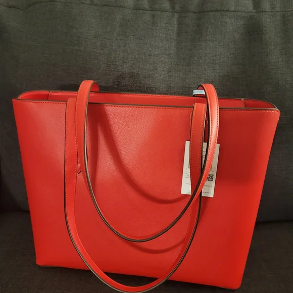 Kate Spade Marlee Red Tote with blue Crab bag charm NWT - Picture 3 of 11